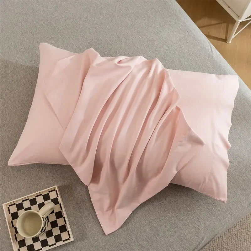 Set of 2 Polyester Solid Pillowcases, Comfortably Soft Hypoallergenic Covers for Restful Sleep,Different Color With Cheap Price
