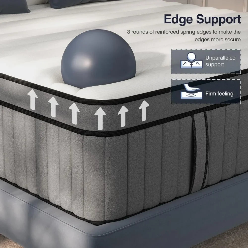 King Mattress with Individual Pocket Spring, Hybrid Cal King Mattress in a Box,Memory Foam Mattress, California King Size