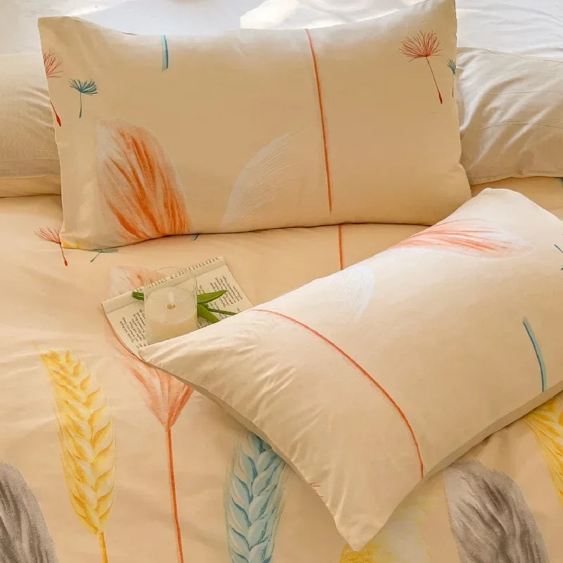 Harvest Season Grain Printed Bed Set Floral Duvet Cover Pillowcase Bedding Set Cute Bed Sheet Quilt Cover Single Queen King Size