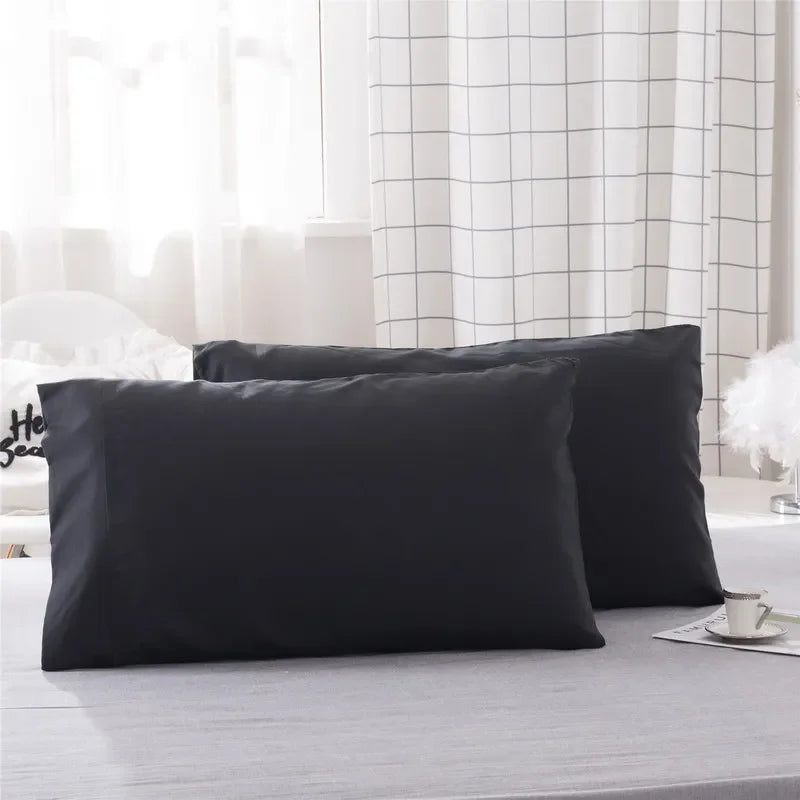 Set of 2 Polyester Solid Pillowcases, Comfortably Soft Hypoallergenic Covers for Restful Sleep,Different Color With Cheap Price