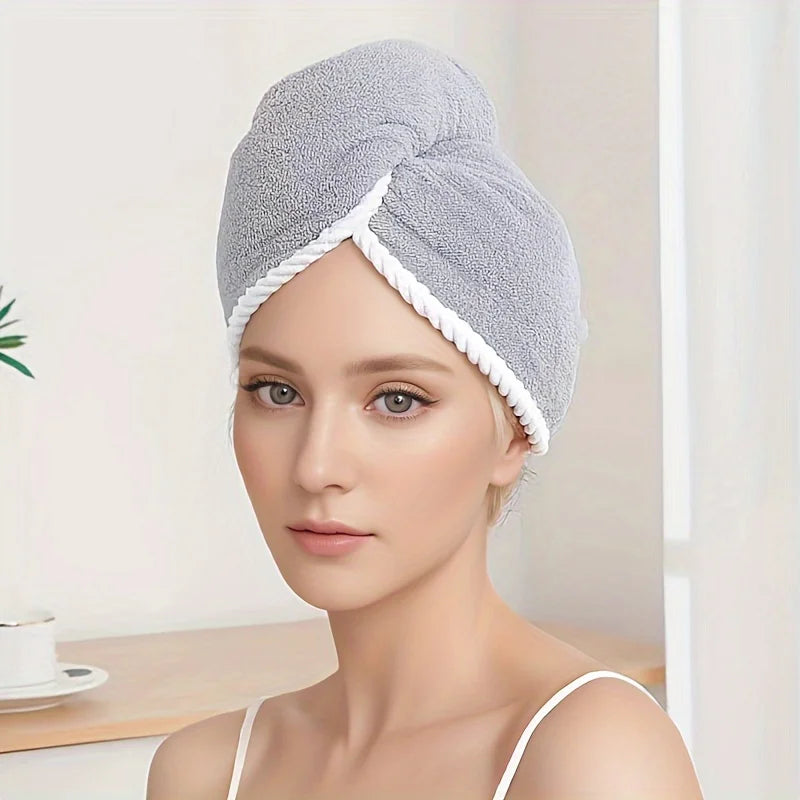 New Thickened Double Layer Hair Drying Cap, Velvet Wrap Towel, Wipe Hair, Absorbent Water, Quick Drying Towel, Shower Cap