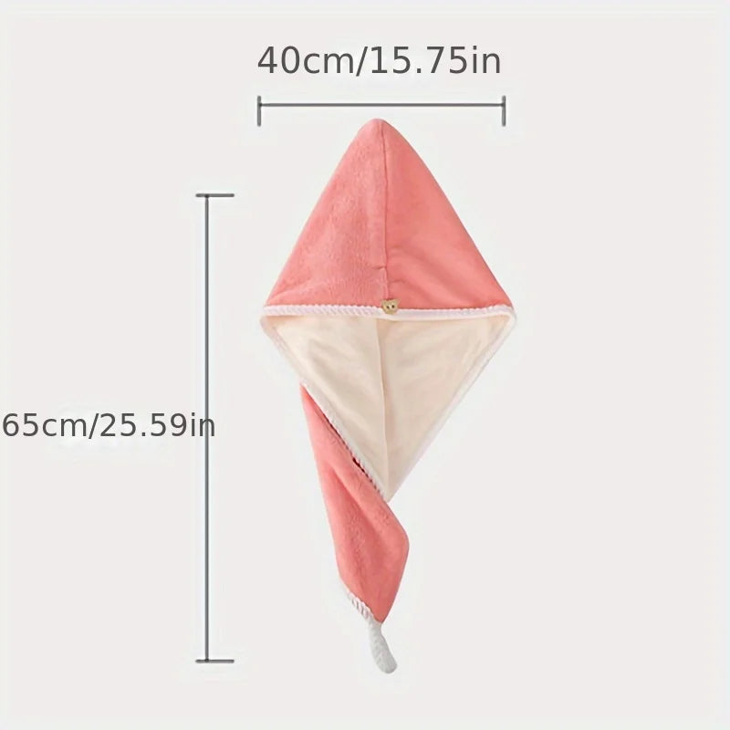 New Thickened Double Layer Hair Drying Cap, Velvet Wrap Towel, Wipe Hair, Absorbent Water, Quick Drying Towel, Shower Cap