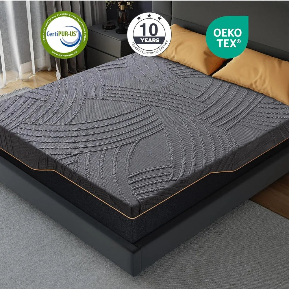 Full Firm Mattress 14 Inch, Copper-Gel Memory Foam Mattresses in A Box, Cooling Knit Fabric Cover, Full Size Mattress