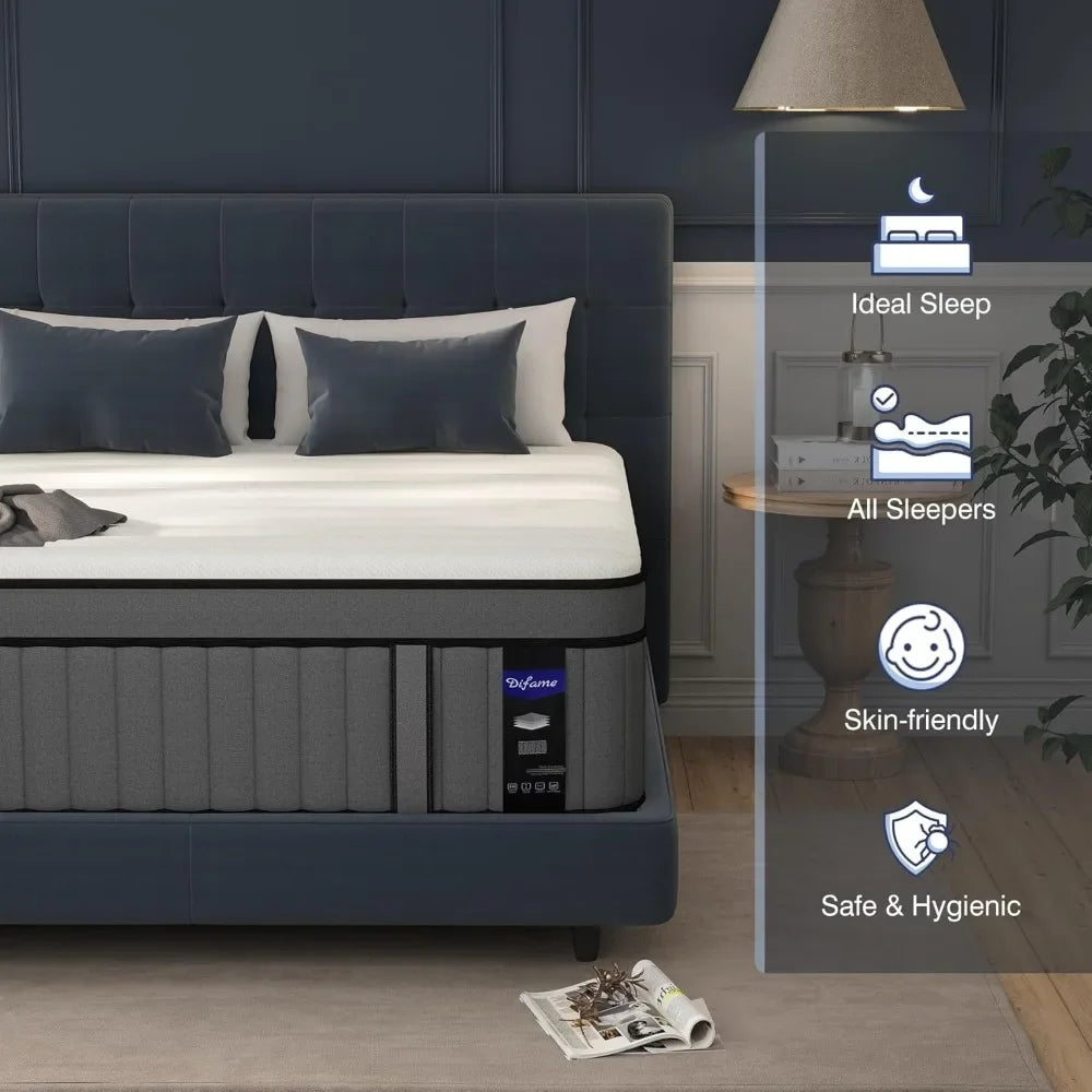 King Mattress with Individual Pocket Spring, Hybrid Cal King Mattress in a Box,Memory Foam Mattress, California King Size
