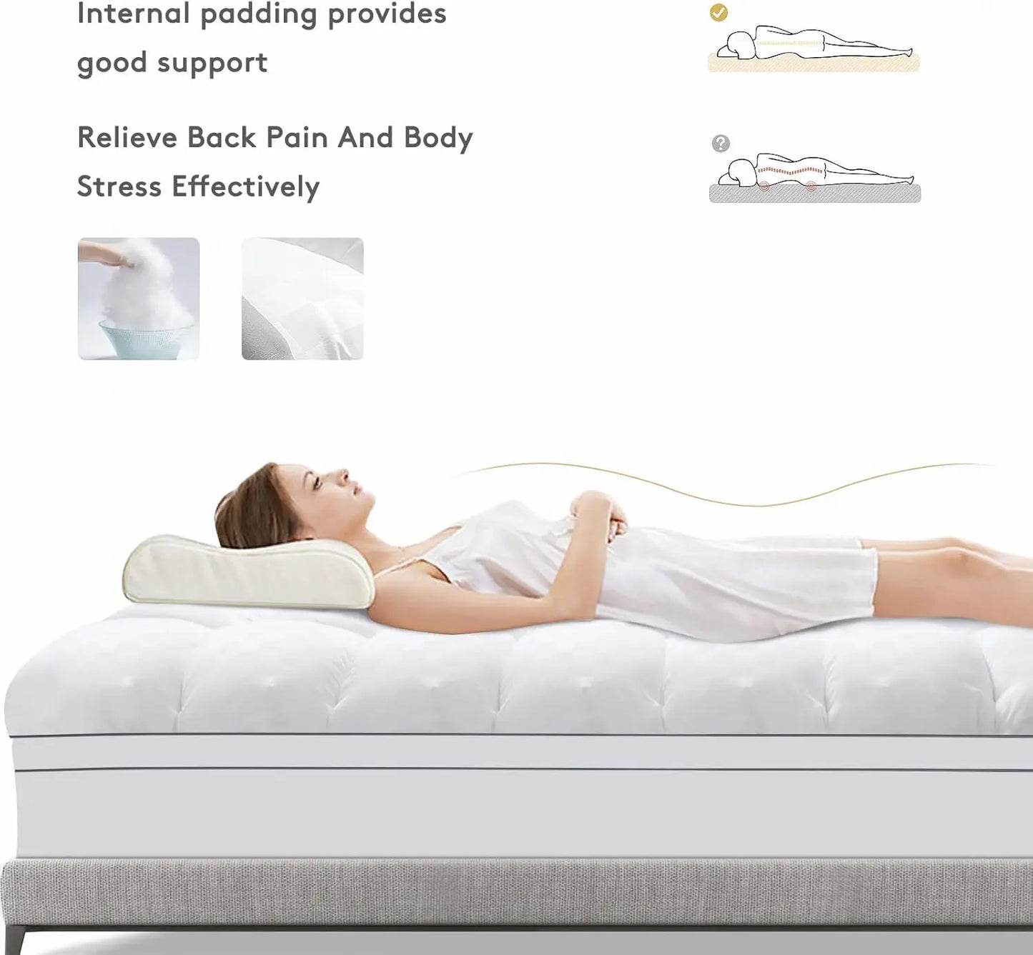 Mattress Topper Queen,Extra Thick Mattress Pad Cover for Back Pain,Cooling Mattress Protector with 8-21 Inch Deep Pocke