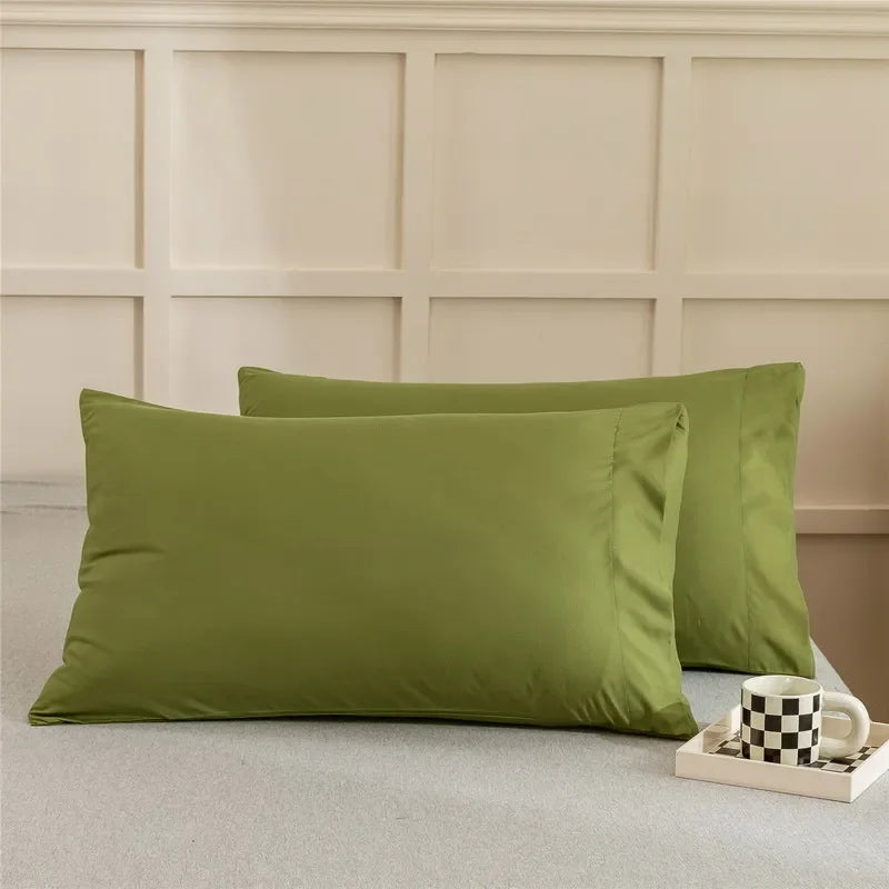 Set of 2 Polyester Solid Pillowcases, Comfortably Soft Hypoallergenic Covers for Restful Sleep,Different Color With Cheap Price