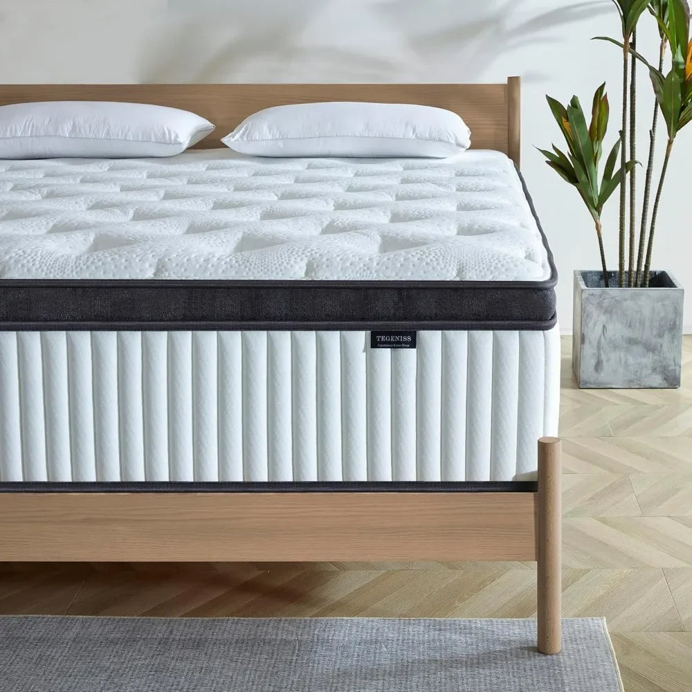 Queen Mattress, 12 Inch Innerspring Hybrid Mattres in a Box with Gel Memory Foam, Pressure Relief Spring Mattress