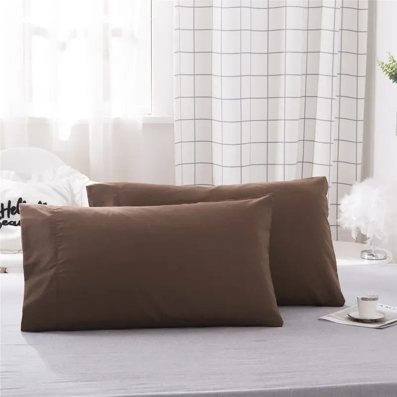 Set of 2 Polyester Solid Pillowcases, Comfortably Soft Hypoallergenic Covers for Restful Sleep,Different Color With Cheap Price