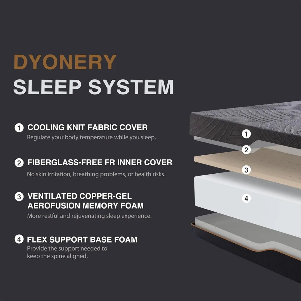 Full Firm Mattress 14 Inch, Copper-Gel Memory Foam Mattresses in A Box, Cooling Knit Fabric Cover, Full Size Mattress