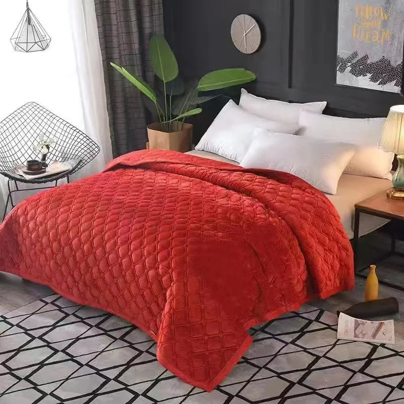 Solid Color Soft Velvet Quilted Bed Cover Blanket Short Plush Sofa Towel King Queen Size Anti-slip Bed Sheet 270x230cm Bedspread