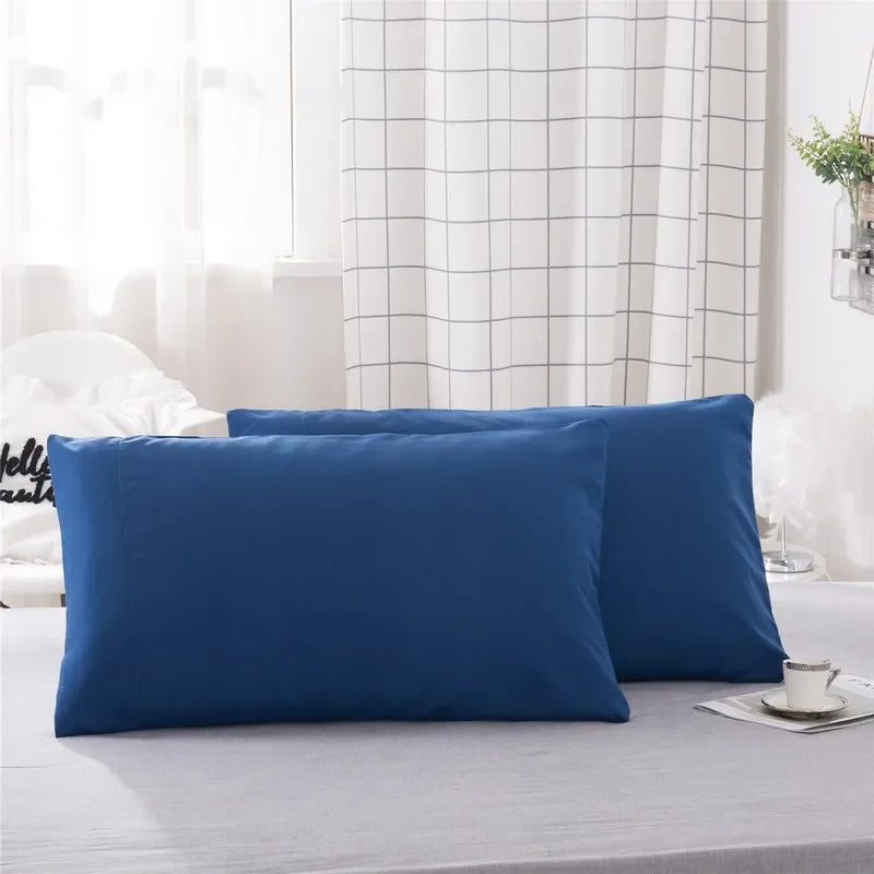 Set of 2 Polyester Solid Pillowcases, Comfortably Soft Hypoallergenic Covers for Restful Sleep,Different Color With Cheap Price