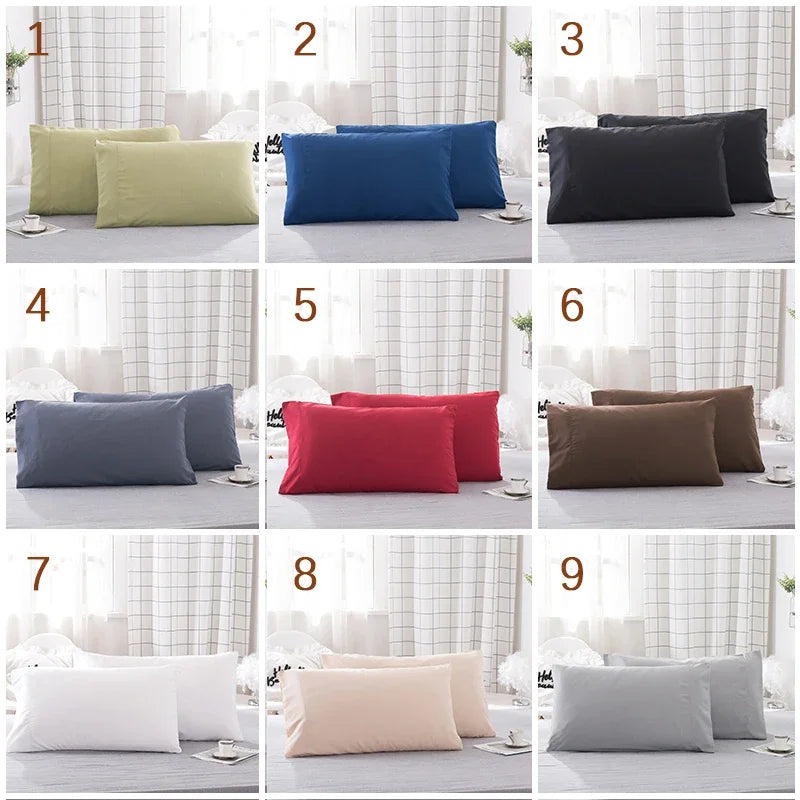 Set of 2 Polyester Solid Pillowcases, Comfortably Soft Hypoallergenic Covers for Restful Sleep,Different Color With Cheap Price
