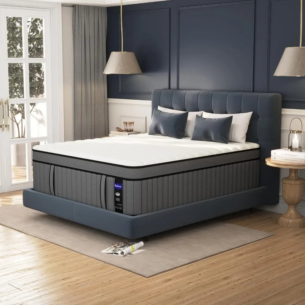 King Mattress with Individual Pocket Spring, Hybrid Cal King Mattress in a Box,Memory Foam Mattress, California King Size