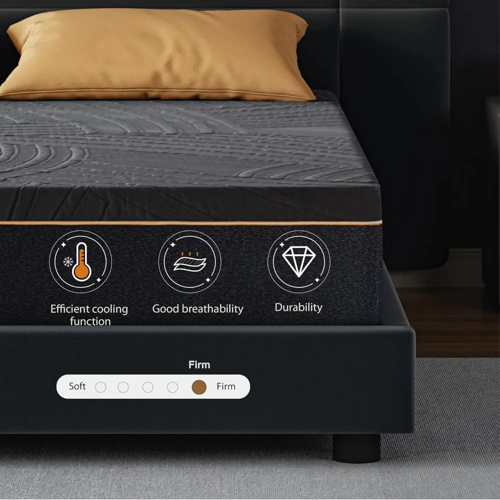 Full Firm Mattress 14 Inch, Copper-Gel Memory Foam Mattresses in A Box, Cooling Knit Fabric Cover, Full Size Mattress