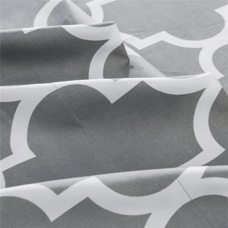 Simple Print Style Polyester Bed Set Fitted sheet Flat Sheet Pillowcase Bedding Set Bed Sheet (No Padding),Suitable For Bedroom