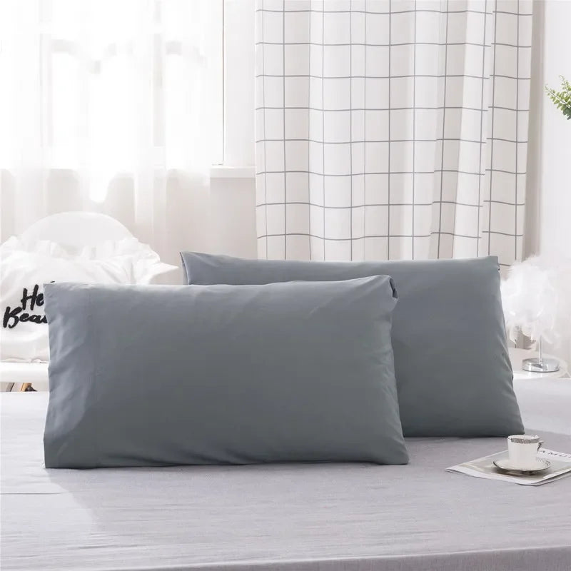 Set of 2 Polyester Solid Pillowcases, Comfortably Soft Hypoallergenic Covers for Restful Sleep,Different Color With Cheap Price