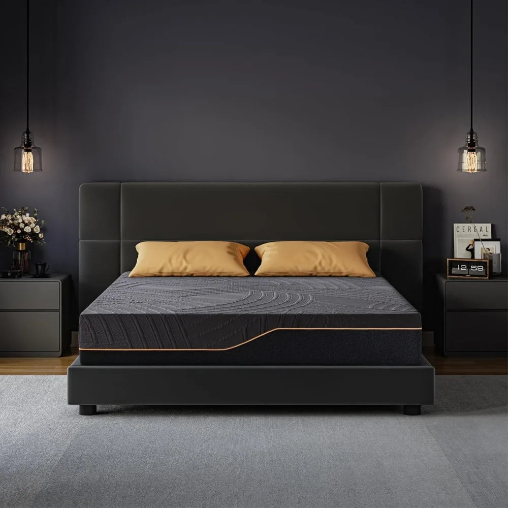 Full Firm Mattress 14 Inch, Copper-Gel Memory Foam Mattresses in A Box, Cooling Knit Fabric Cover, Full Size Mattress
