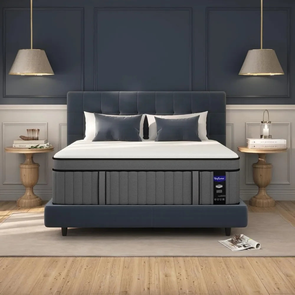 King Mattress with Individual Pocket Spring, Hybrid Cal King Mattress in a Box,Memory Foam Mattress, California King Size