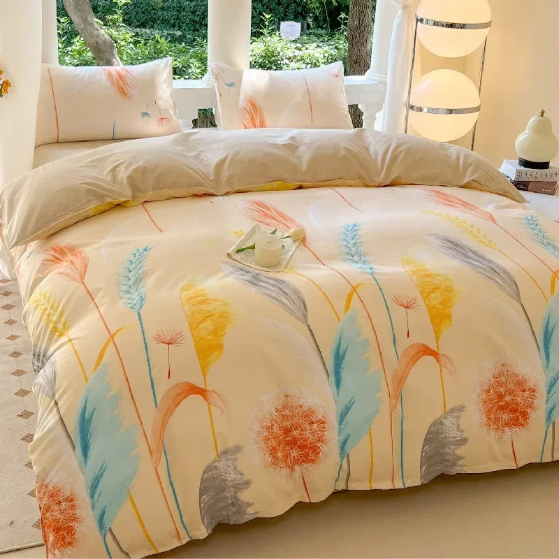 Harvest Season Grain Printed Bed Set Floral Duvet Cover Pillowcase Bedding Set Cute Bed Sheet Quilt Cover Single Queen King Size