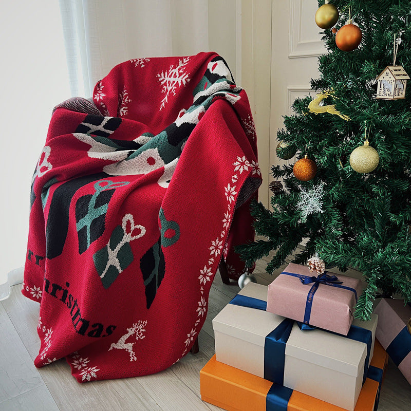 Manta de sofá con adorno navideño rojo de Año Nuevo