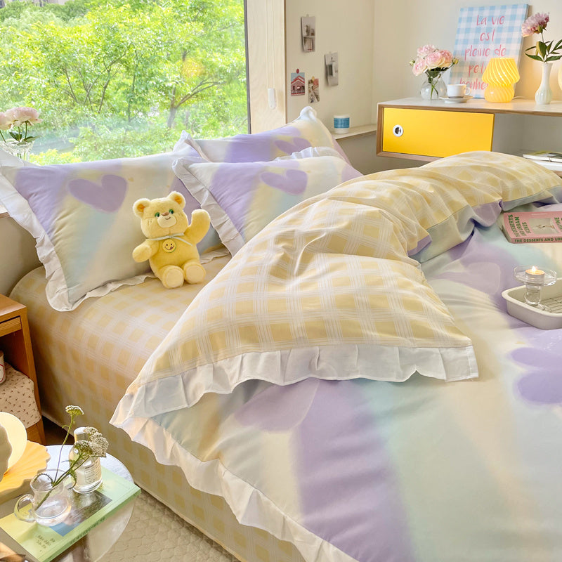 Cama pequeña de algodón floral de cuatro piezas estilo princesa