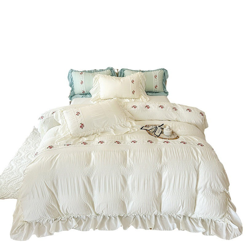 Juego de cama de cuatro piezas de algodón lavado Seersucker Four Seasons