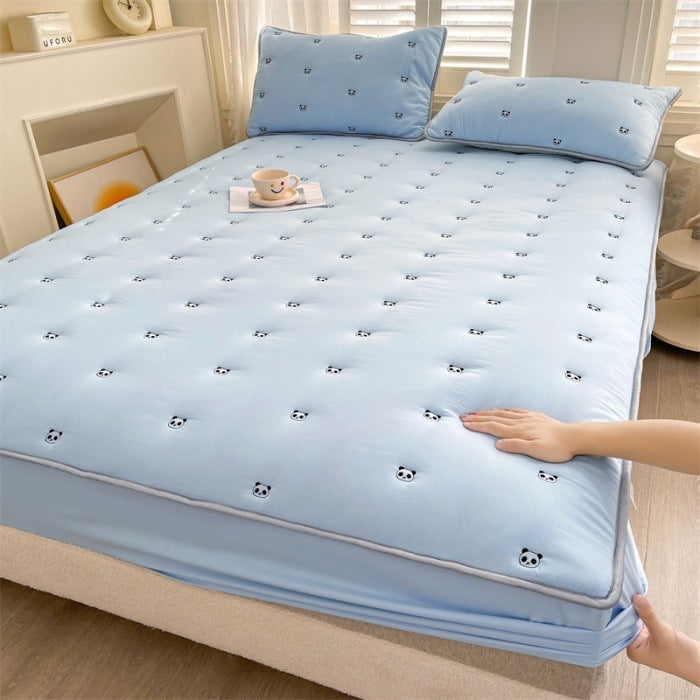 New Soybean Fiber Quilted Fitted Sheet Single Piece