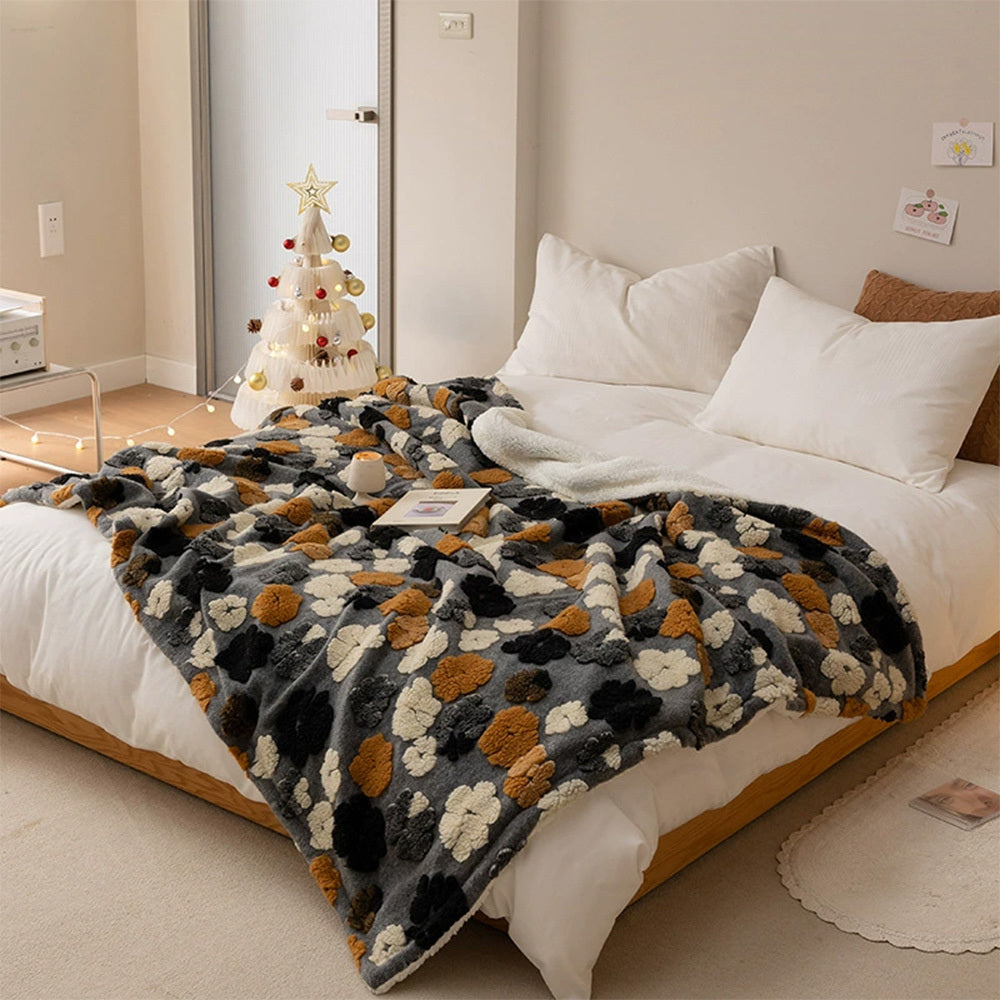 Manta de cordero jacquard coreana gruesa y cálida, manta de vellón coral para el tiempo libre, para otoño e invierno, suave y cerosa, con forma de corazón para niña, manta multifunción para el almuerzo, cómoda y con aire acondicionado.