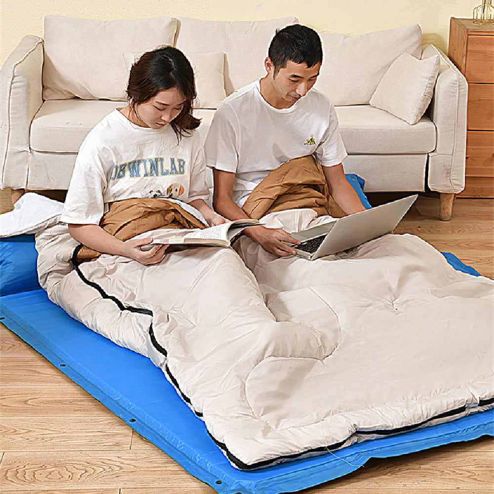 Saco de dormir doble para adultos, para acampar al aire libre, grueso, cálido y resistente al frío, de doble uso
