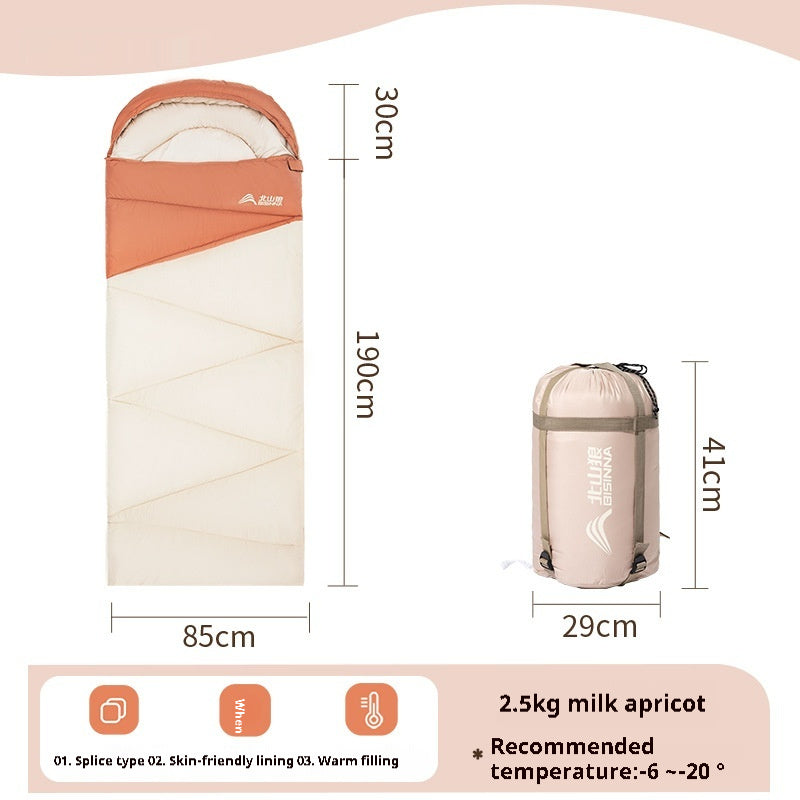 Outdoor Camping Travel Thickened Cold Protection Warm Sleeping Bag