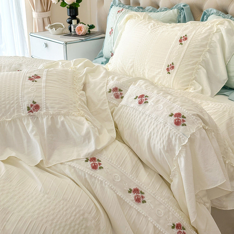 Juego de cama de cuatro piezas de algodón lavado Seersucker Four Seasons