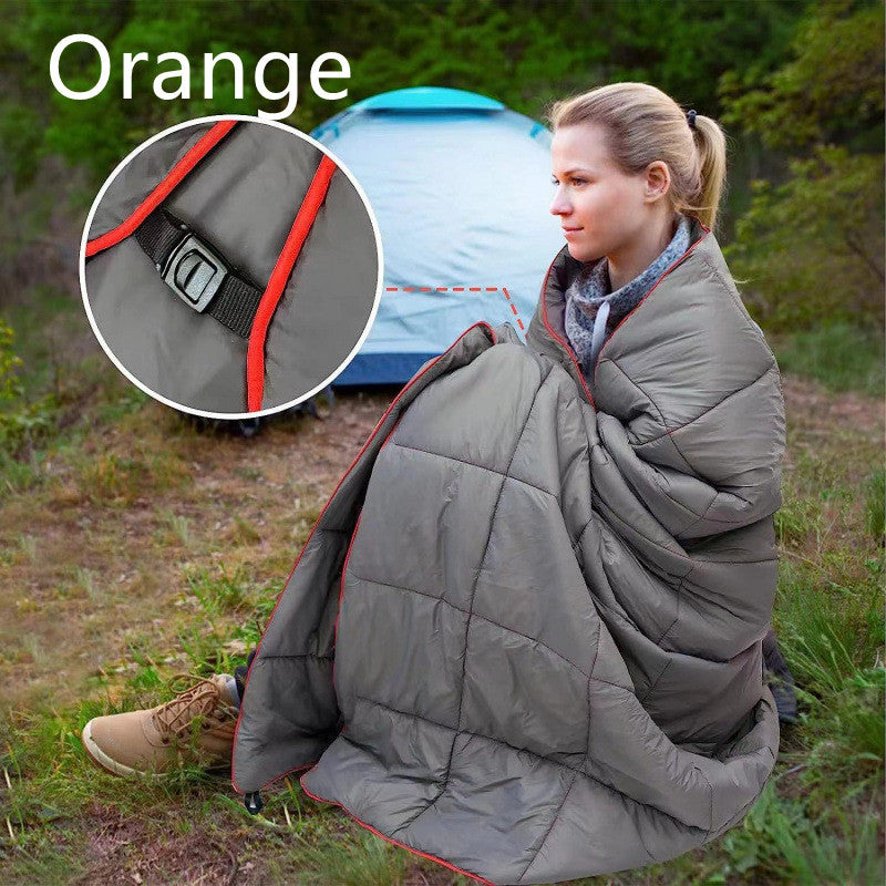 Manta de plumas para acampar al aire libre, portátil, impermeable, para senderismo y uso diario.