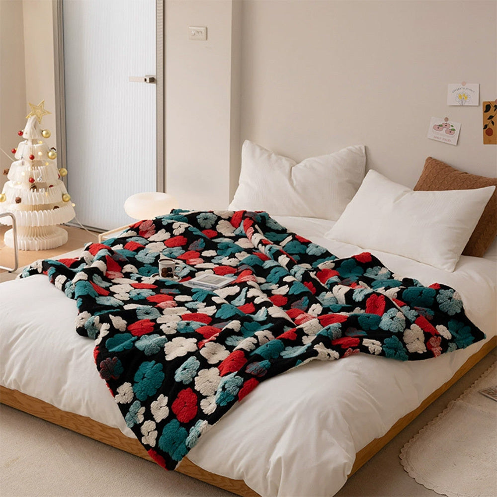 Manta de cordero jacquard coreana gruesa y cálida, manta de vellón coral para el tiempo libre, para otoño e invierno, suave y cerosa, con forma de corazón para niña, manta multifunción para el almuerzo, cómoda y con aire acondicionado.