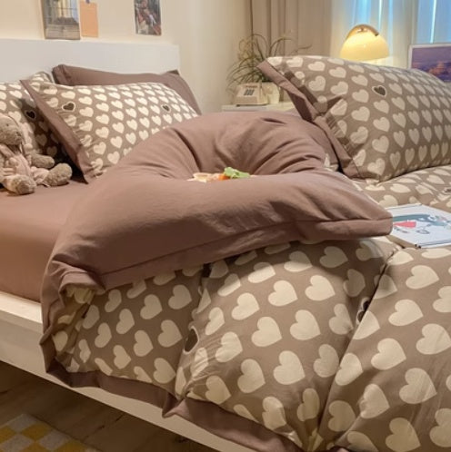 Juego de cama de cuatro piezas de algodón lavado y cáñamo, de grado materno-infantil, clase A