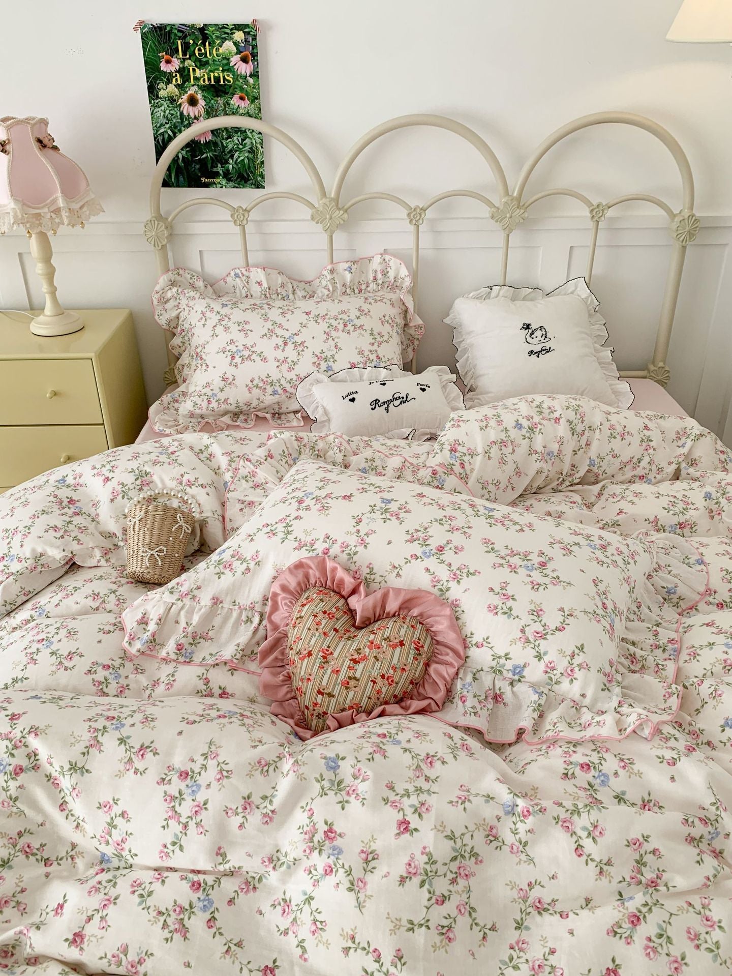 Conjunto sencillo y fresco de hilo de doble capa de algodón puro Girly Heart