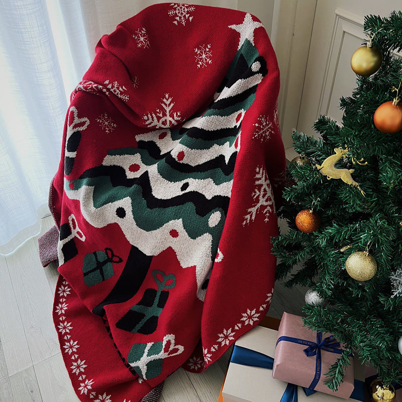 Manta de sofá con adorno navideño rojo de Año Nuevo