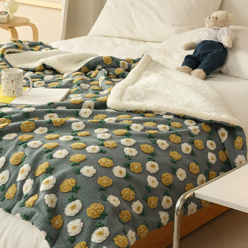 Manta de cordero jacquard coreana gruesa y cálida, manta de vellón coral para el tiempo libre, para otoño e invierno, suave y cerosa, con forma de corazón para niña, manta multifunción para el almuerzo, cómoda y con aire acondicionado.