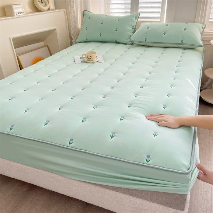 New Soybean Fiber Quilted Fitted Sheet Single Piece