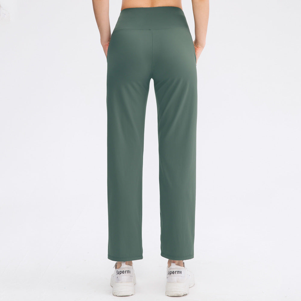 Loose Yoga Pants Women Double-Sided Nude Feel Skin-Friendly High Waist Stretch Fitness Training Pant Running Exercise Pant