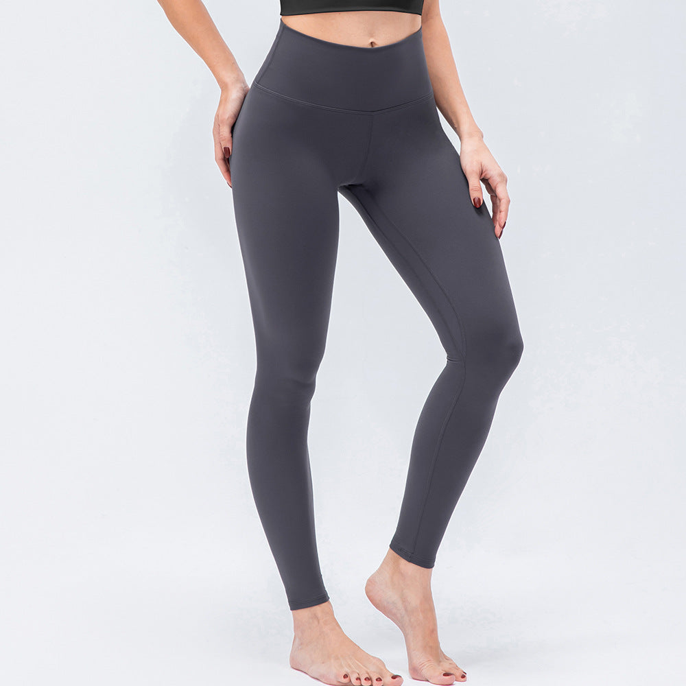 Women Double Sided Brushed Nude Feel Yoga Pants High Waist Hip Lift Sports Pants Stretch Tight Fitness Pant