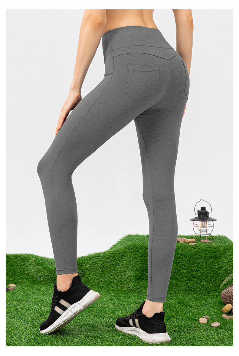 Women Denim Yoga Pants High Waist Shaping Sports Pants High Elastic Tight Running Fitness Pants