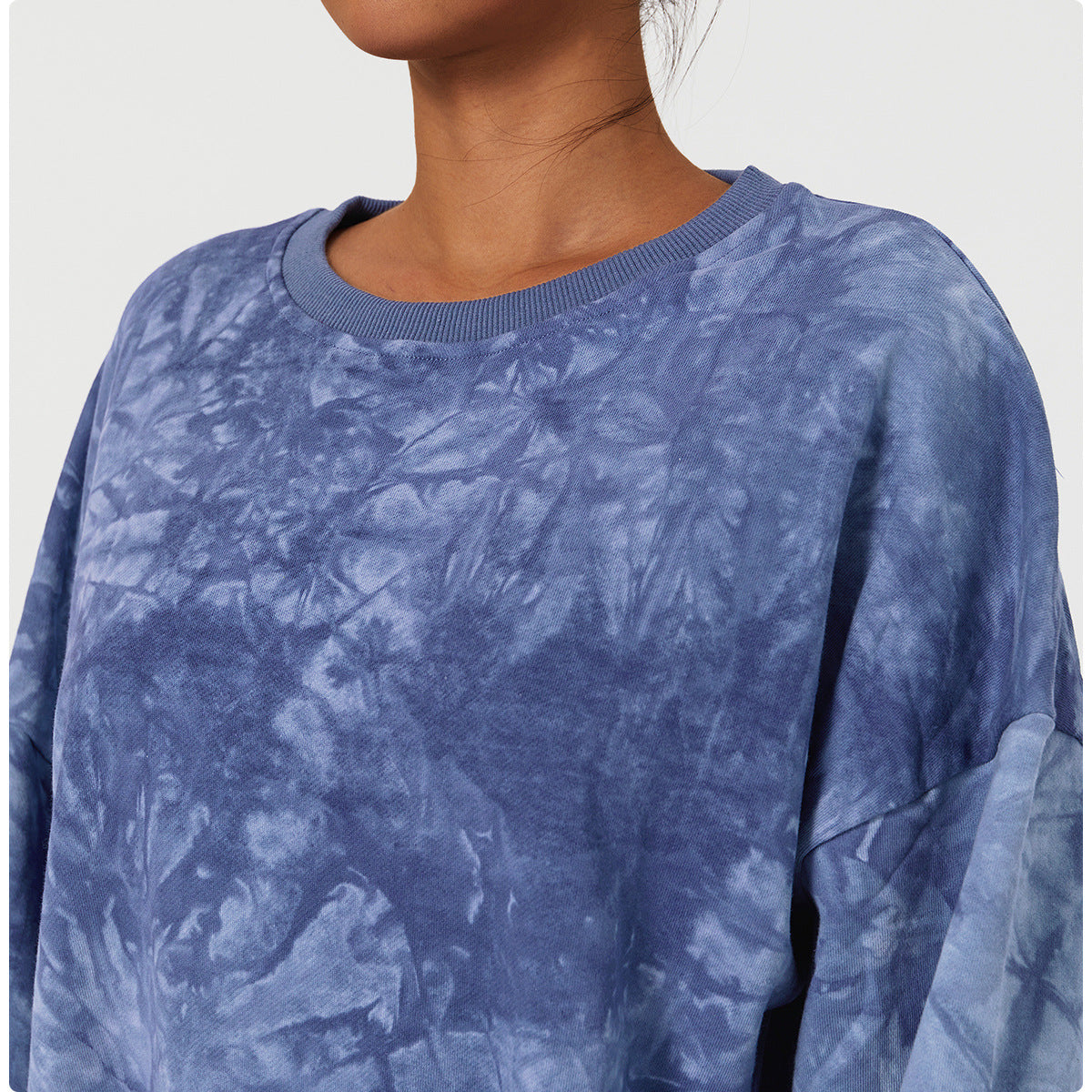 Sudadera de manga larga con efecto tie-dye y lavado mineral para mujer, jersey informal holgado para exteriores, ropa de entrenamiento de moda, top