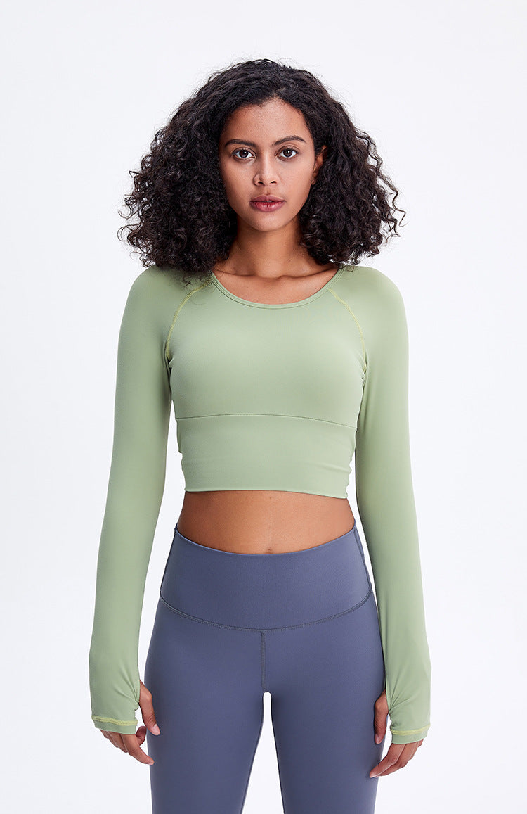 Quick Drying Breathable Sports High Elasticity Skinny Short Long Sleeve Workout Yoga Top Women