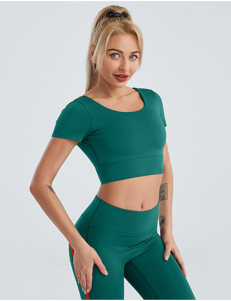 Yoga Clothes Women Cropped Nude Feel Sports Top Push up Running Belt Chest Pad Fitness Clothing