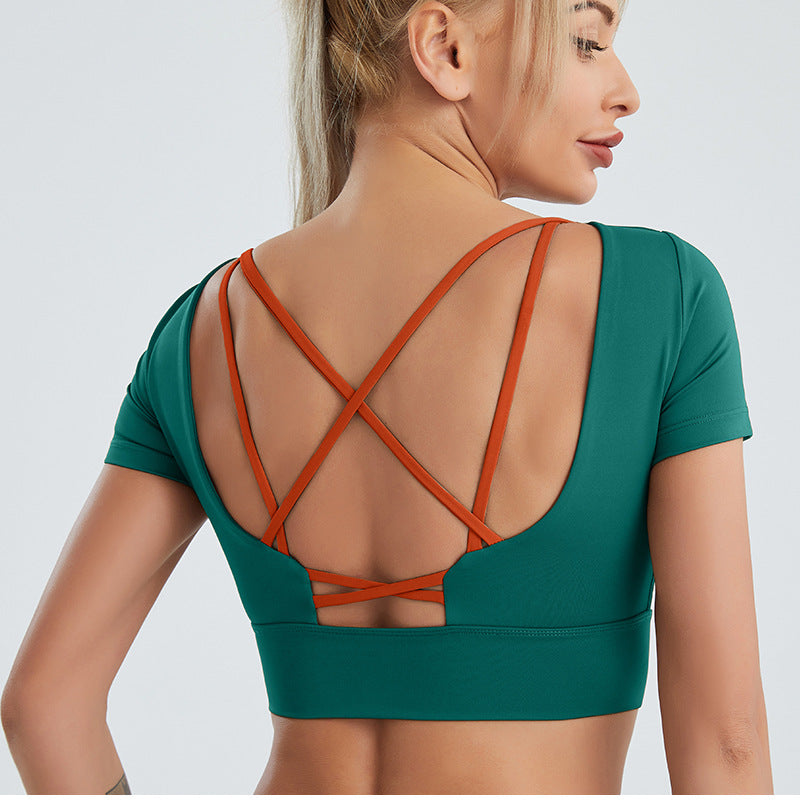 Yoga Clothes Women Cropped Nude Feel Sports Top Push up Running Belt Chest Pad Fitness Clothing