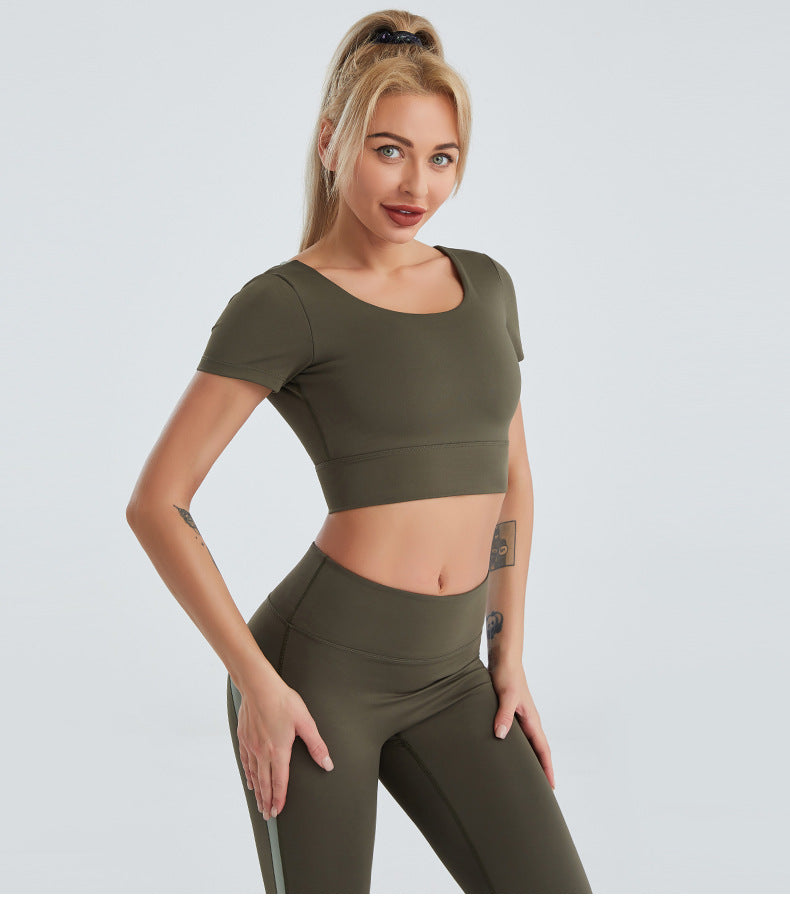 Yoga Clothes Women Cropped Nude Feel Sports Top Push up Running Belt Chest Pad Fitness Clothing