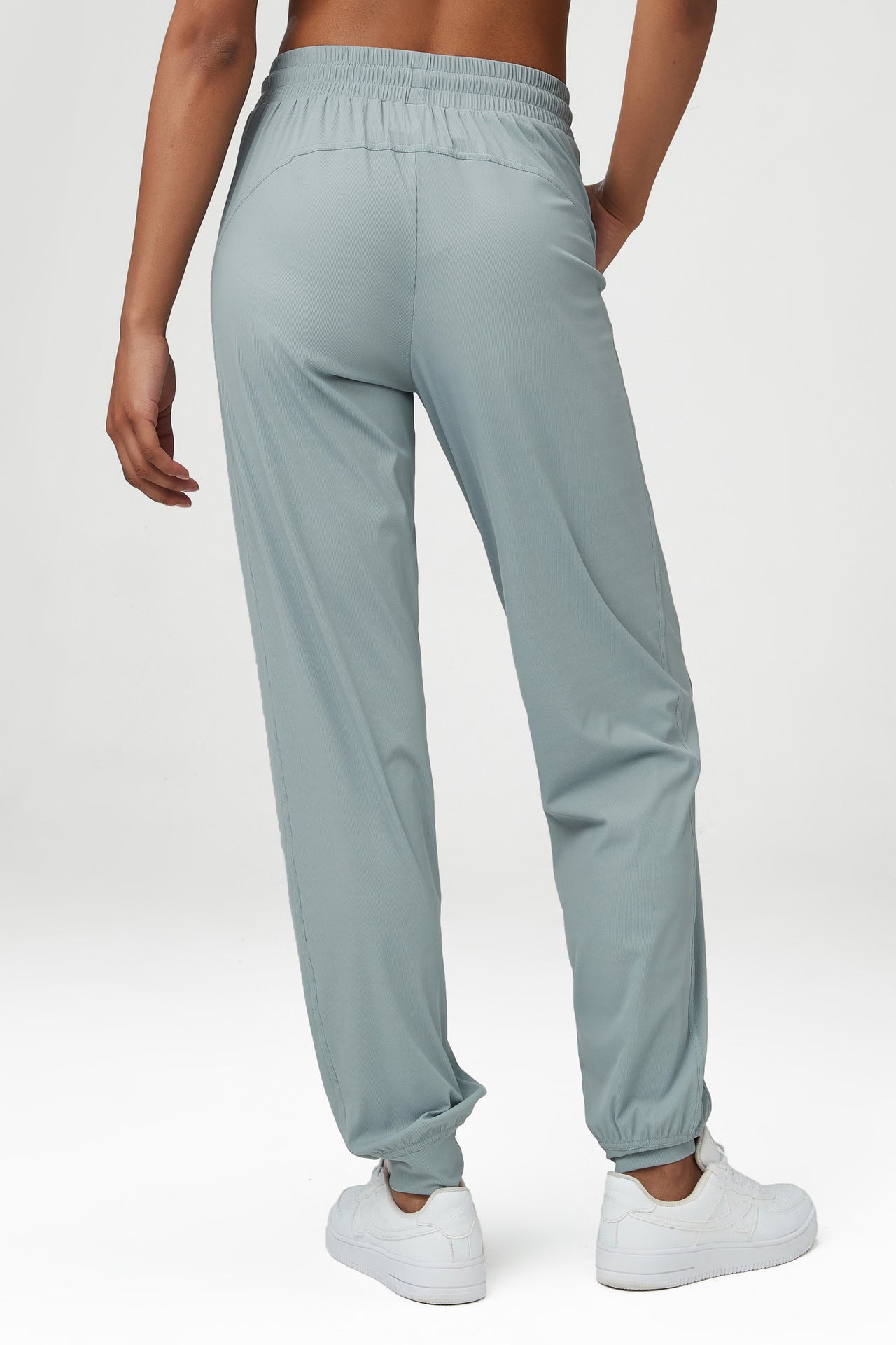 Smooth Loose Track Pants Ladies Mid Waist Sports Pants