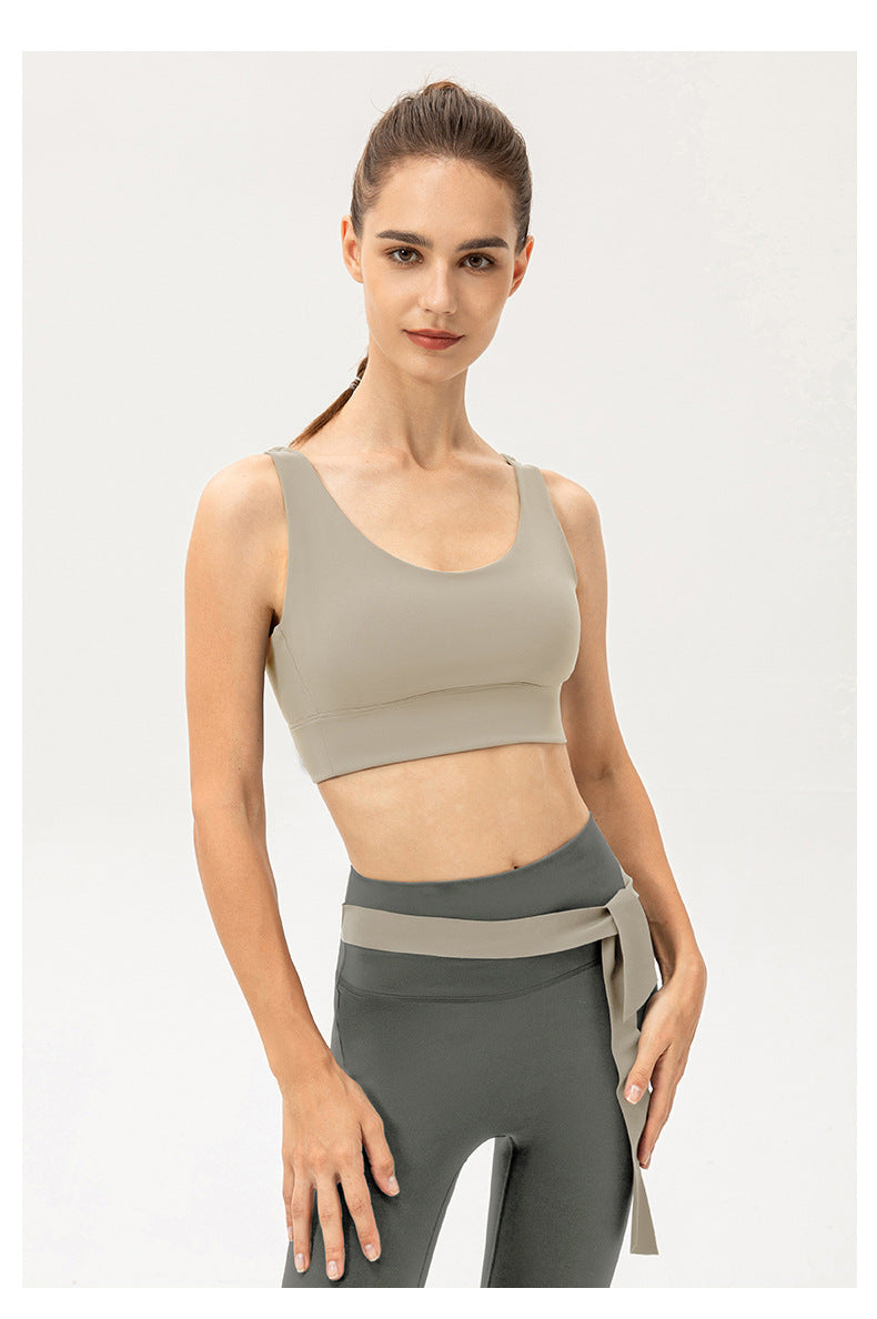 One Piece Yoga Bra Women Shockproof Push up Sports Vest Breathable Nude Feel Running Workout Underwear