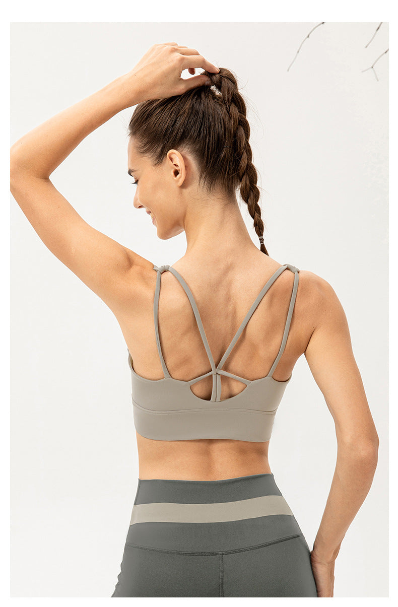 One Piece Yoga Bra Women Shockproof Push up Sports Vest Breathable Nude Feel Running Workout Underwear