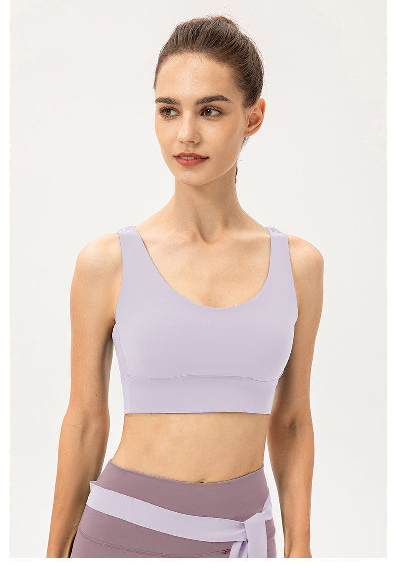 One Piece Yoga Bra Women Shockproof Push up Sports Vest Breathable Nude Feel Running Workout Underwear